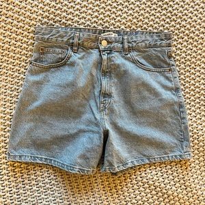 Pull & Bear High Rise Medium Wash Denim Shorts